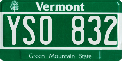 VT license plate YSO832