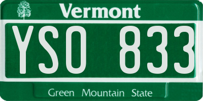 VT license plate YSO833