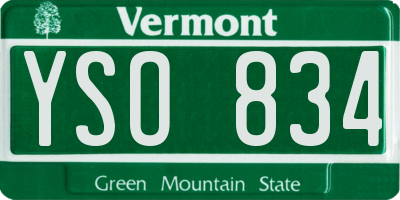 VT license plate YSO834