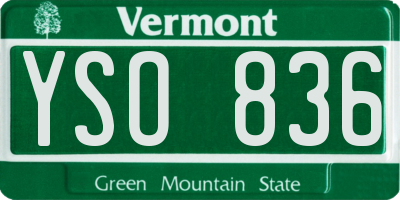 VT license plate YSO836