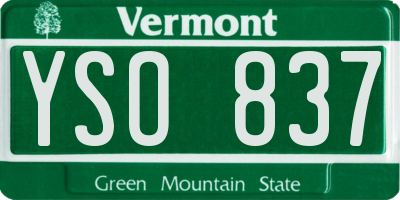 VT license plate YSO837