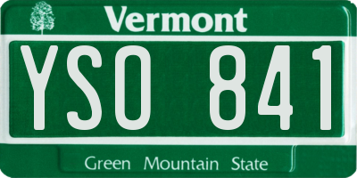 VT license plate YSO841
