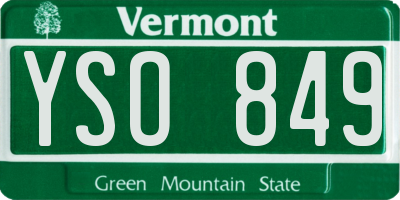 VT license plate YSO849