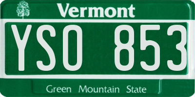 VT license plate YSO853