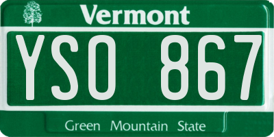 VT license plate YSO867