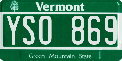 VT license plate YSO869