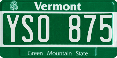VT license plate YSO875