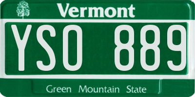 VT license plate YSO889