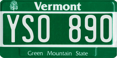 VT license plate YSO890