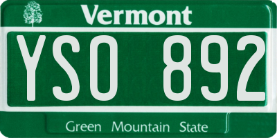 VT license plate YSO892