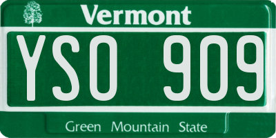 VT license plate YSO909