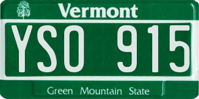 VT license plate YSO915