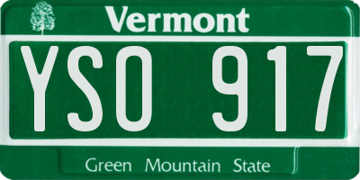 VT license plate YSO917