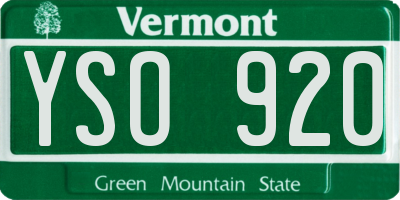 VT license plate YSO920