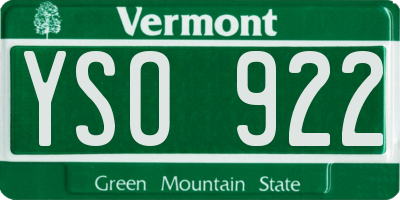 VT license plate YSO922