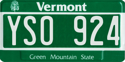 VT license plate YSO924