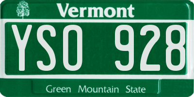 VT license plate YSO928