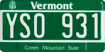 VT license plate YSO931