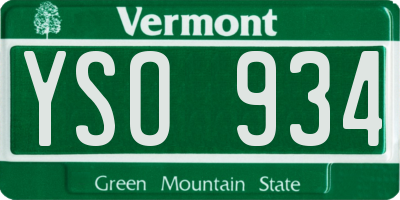 VT license plate YSO934