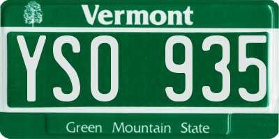 VT license plate YSO935