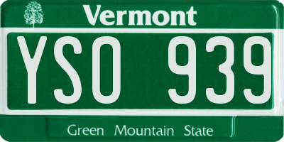 VT license plate YSO939