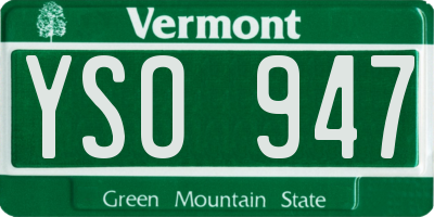 VT license plate YSO947