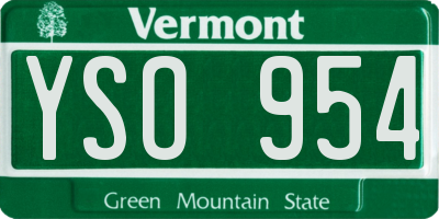 VT license plate YSO954