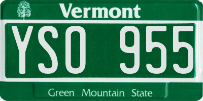 VT license plate YSO955