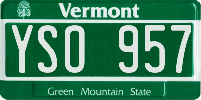 VT license plate YSO957