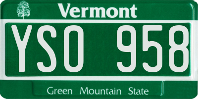 VT license plate YSO958