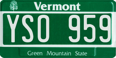 VT license plate YSO959