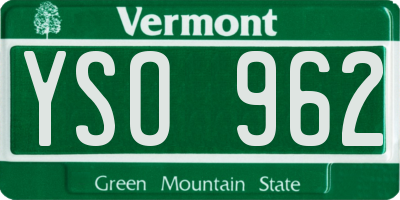 VT license plate YSO962