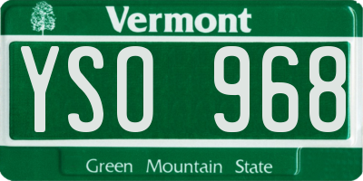 VT license plate YSO968