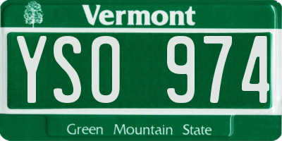 VT license plate YSO974