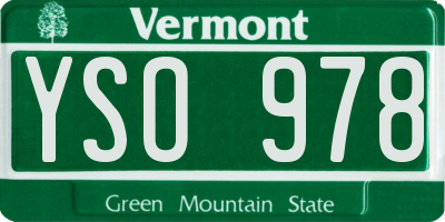 VT license plate YSO978