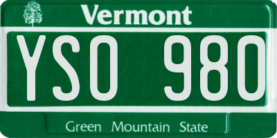 VT license plate YSO980