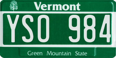 VT license plate YSO984