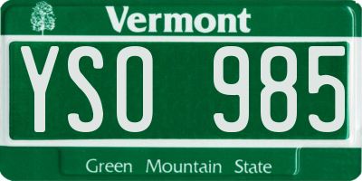 VT license plate YSO985