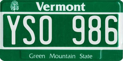 VT license plate YSO986