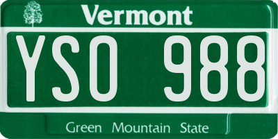 VT license plate YSO988
