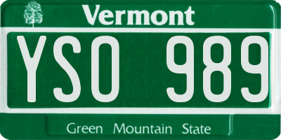 VT license plate YSO989