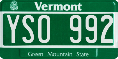 VT license plate YSO992