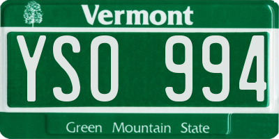 VT license plate YSO994