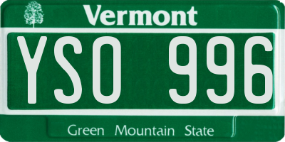 VT license plate YSO996