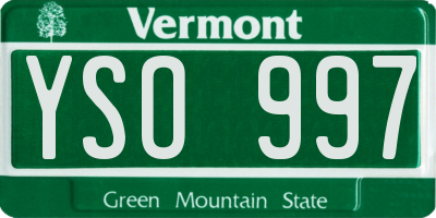 VT license plate YSO997