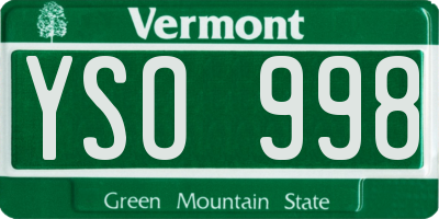 VT license plate YSO998