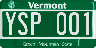 VT license plate YSP001