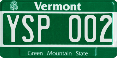 VT license plate YSP002