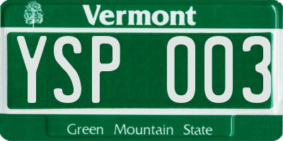VT license plate YSP003