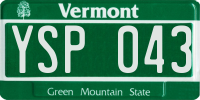 VT license plate YSP043